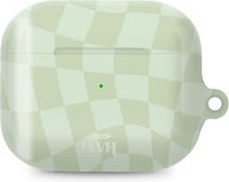 xoxo Wildhearts hoesje geschikt voor AirPods Pro 2 - Pretty Pistache - Glossy - Ook als telefoonhoesje verkrijgbaar - schokbestendige case - koptelefoon hoesje - Glimmend - Beschermhoes met golvende blokjes - Golven - Groen — thumbnail 1