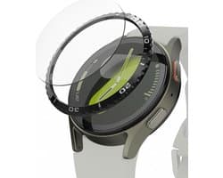 Ringke Bezel Styling + Tempered Glass Geschikt voor Samsung Galaxy Watch 7 40MM - RVS Watch Cover + Screen Protector - Zwart