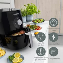 Brock Electronics Airfryer 3,5L – Heteluchtfriteuse zonder Olie – PFAS-vrij – 1300-1500W – Zwart – 6 Automatische Programma’s – Gezond Frituren – Compacte Airfryer voor Gezin of Single’s – Zwart — thumbnail 4