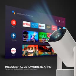 Lumenix® GO - Mini Beamer met accu - Voor iOS en Android - Smart TV Projector - Android 11.0 - WiFi 6 & Bluetooth 5.2 - Thuisbioscoop - Draagbaar en Draadloos - Wit — thumbnail 3
