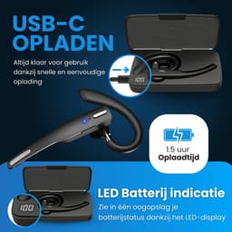 Otiume - Draadloze Headset met Microfoon – Noise Canceling oortjes – Handsfree Bellen – Bluetooth - Zwart — thumbnail 2