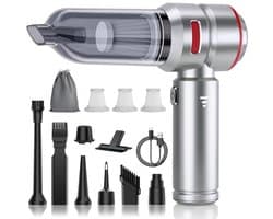 CLGP® Kruimeldief Draadloos - Auto Stofzuiger - Handstofzuiger - Zilver en Rood