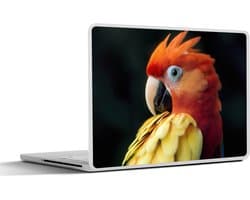 Laptop sticker - 17.3 inch - Close-up - Papegaai - Veren - Oranje - 40x30cm - Laptopstickers - Laptop skin - Cover