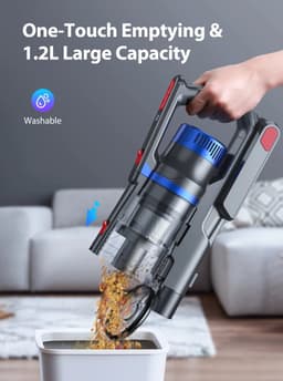 Steelstofzuiger Draadloos - Steelstofzuiger - Stofzuiger - Steelstofzuiger Snoerloos - HEPA-Filter - Blauw - Krachtige Zuigkracht - 36000PA - 450W - 1,2L Stofreservoir — thumbnail 5
