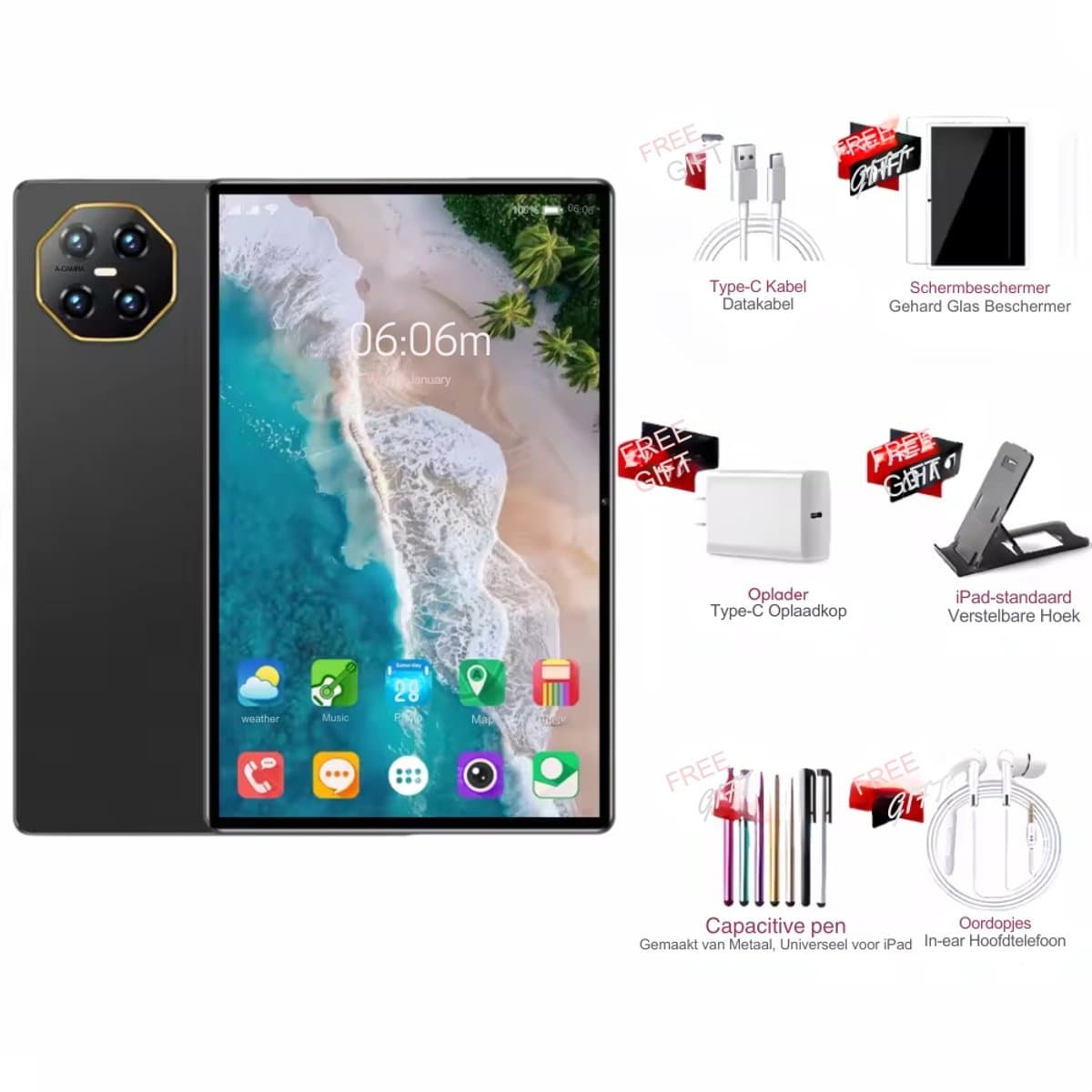 Pad 8 Pro Snapdragon 8gen2 Android Tablet 11Inch Hd 12GB 512GB 12000 Mah 5G Dual Sim Wifi Tafels Pc - Black — afbeelding 1