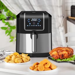 Premie Airfryer - 6,5L - met 8 menu's LED-display - 80ºC tot 200ºC - 1700W - Zwart+Grijs — thumbnail 6
