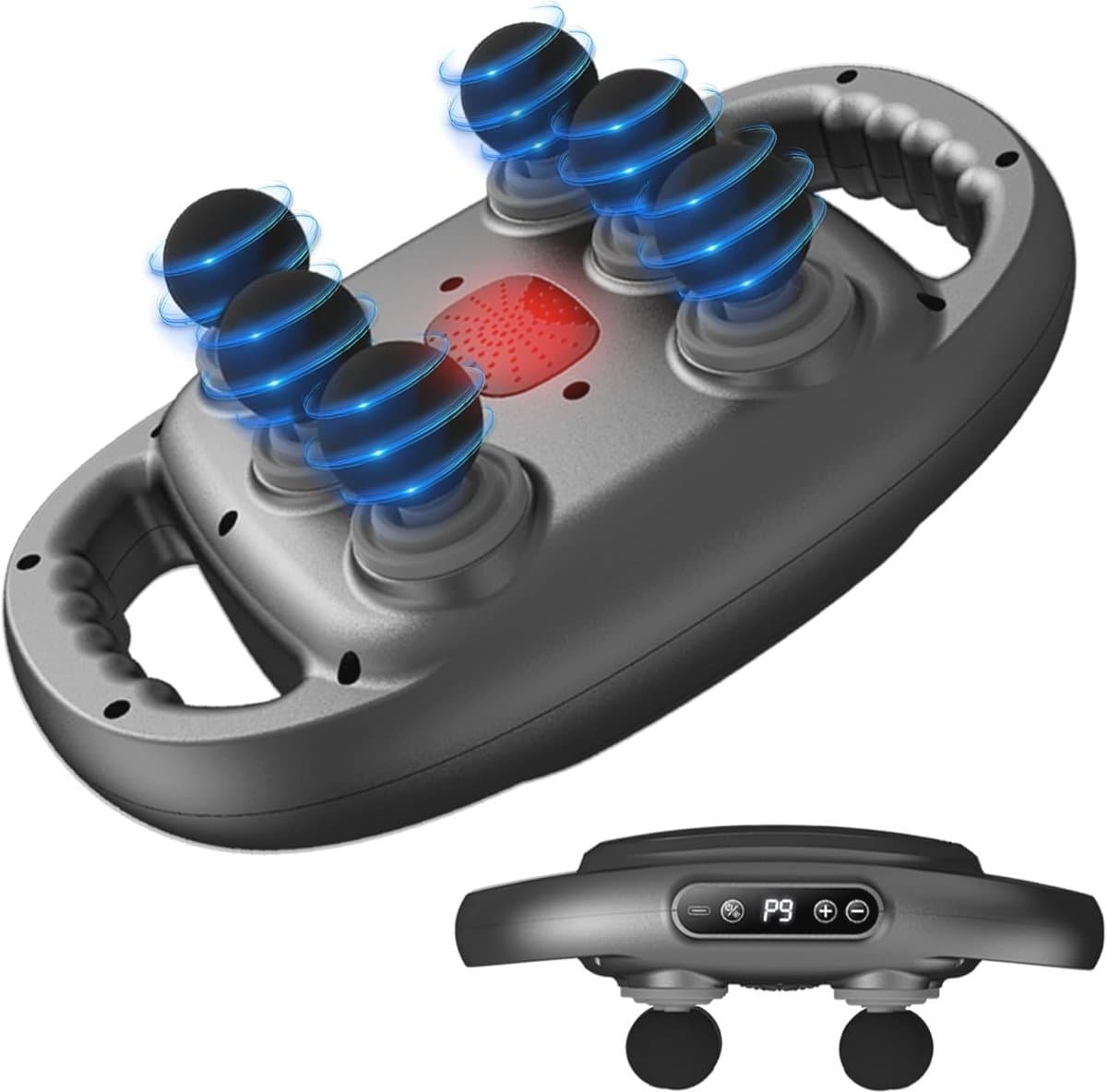 Massagepistool met 6 koppen, instelbare intensiteit en 9 modi - Elektrische handmassageapparaat voor rug, nek, en full-body ontspanning — afbeelding 1