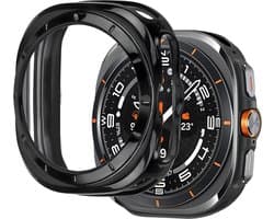 Bandz TPU hoesje geschikt voor Samsung Galaxy Watch Ultra / Ultra 2025 - gegalvaniseerde TPU case - hoes met extra beschermende randen (zwart)