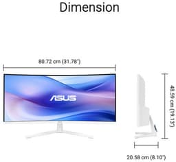 ASUS EyeCare VU34WCIP-W - QHD Ultrawide Monitor - Ingebouwde Air Purifier - USB-C 65W - 100hz - EPEAT Gold - 34 inch — thumbnail 7