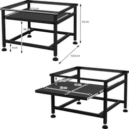 Wasmachine verhoger, Wasmachine Onderstel 62,5x53,5x45 cm met uitschuifbaar plateau in zwart ML design — thumbnail 3