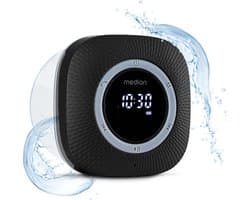 MEDION S66884 Douche radio met Bluetooth (badkamerradio, FM radio, zuignap, LED display, IPX6 waterproof, geïntegreerde oplaadbare batterij, MD43884) zwart