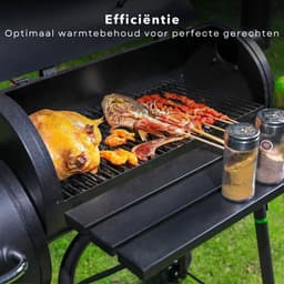 Houtskoolbarbecue - Barbecue Smoker - Houtskool Rookoven - Verrijdbare BBQ - Gegalvaniseerd Staal - Thermometer — thumbnail 2
