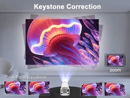 Mini-beamer Auto Keystone 4K/200 ANSI projector met wifi 6 BT 5.0 - Draagbaar, 130 inch scherm, 180 graden rotatie - Geïntegreerd Android-besturingssysteem 11.0 Beamer — thumbnail 4
