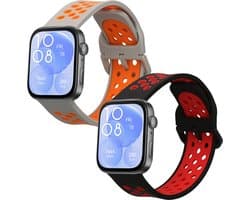 kwmobile 2x horlogebandjes geschikt voor Huawei Watch Fit 3 bandje - Smartwatch bandjes van TPU - Activity tracker horloge band in zwart / rood / grijs / oranje