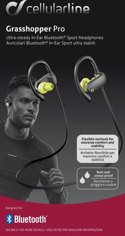 Cellularline Grasshopper Pro oorhaak Stereofonisch Bluetooth Grijs, Limoen mobiele hoofdtelefoon — thumbnail 4
