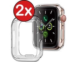 Hoesje - 2 Stuks - Geschikt voor Apple Watch Series 6 (44mm) - Sterk & Shockproof - Siliconen Case Cover - Smartwatch Full Bumper Hoes - Transparant