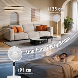 Aigostar Statiefventilator - Staande Ventilator met Afstandsbediening - 3 Snelheden - in Hoogte Verstelbaar - 7 bladen - Stille Ventilator - 50W - Wit — thumbnail 5