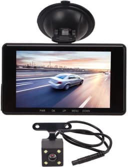 Dashcam voor en achter, Full HD nachtzicht 3-dashcam in de auto, DVR 3-camera nachtzicht 4-inch scherm autorecorder rijvideorecorder — thumbnail 1