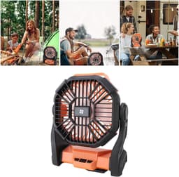 Draagbare Ventilator - Kampeer Ventilator - Buiten Koelen - Met LED Lantaarn - 10400mAh Batterij - Oranje — thumbnail 4