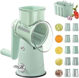 Voedselhakker Groente rasp - Keukenmachine Handmatig - Ingrediënten Snijden - 5-in-1 Roterend Systeem - 23.5 cm - Groen — thumbnail 1