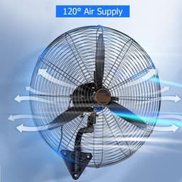 Wandventilator - Industriële ventilator - Ruimte Koeling - 120° Zwenkfunctie - 75CM - Zwart — thumbnail 3