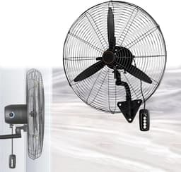 Wandventilator - Industriële ventilator - Ruimte Koeling - 120° Zwenkfunctie - 75CM - Zwart — thumbnail 1