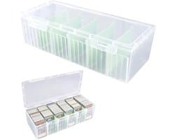 Transparante Kabelopbergdoos 24 x 10 x 7 cm met 5 Verwijderbare Scheidingswanden voor Kabels, Opladers en Accessoires