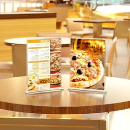 Acryl Plaque Houder A5 - 4 Stuks Tafelstandaard voor Menu's, Documenten en Advertenties in Restaurants en Kantoren — thumbnail 4
