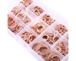 280 Stuks Assortiment van Metalen Ringen, Diverse Maten, Dichte Sealing Ringen en Platte Washers in Opbergdoos