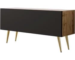 TV-kast - Mediameubel Dressoir - Opbergen Televisie - Met Gouden Poten - 100x52x32 cm - Wotan eiken zwart mat