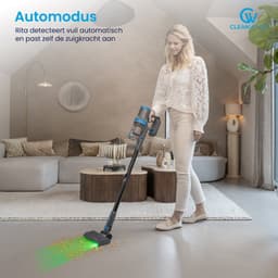 CleanWise Rita Flex – Steelstofzuiger Draadloos met Gebogen Stang & Kruimeldieffunctie – Zonder Zak op Accu – 30kPa Zuigkracht – Groene Laser – HEPA 14 Filter – Tot 60 Min Accuduur – Voor Huisdierharen – Nederlands Product — thumbnail 3