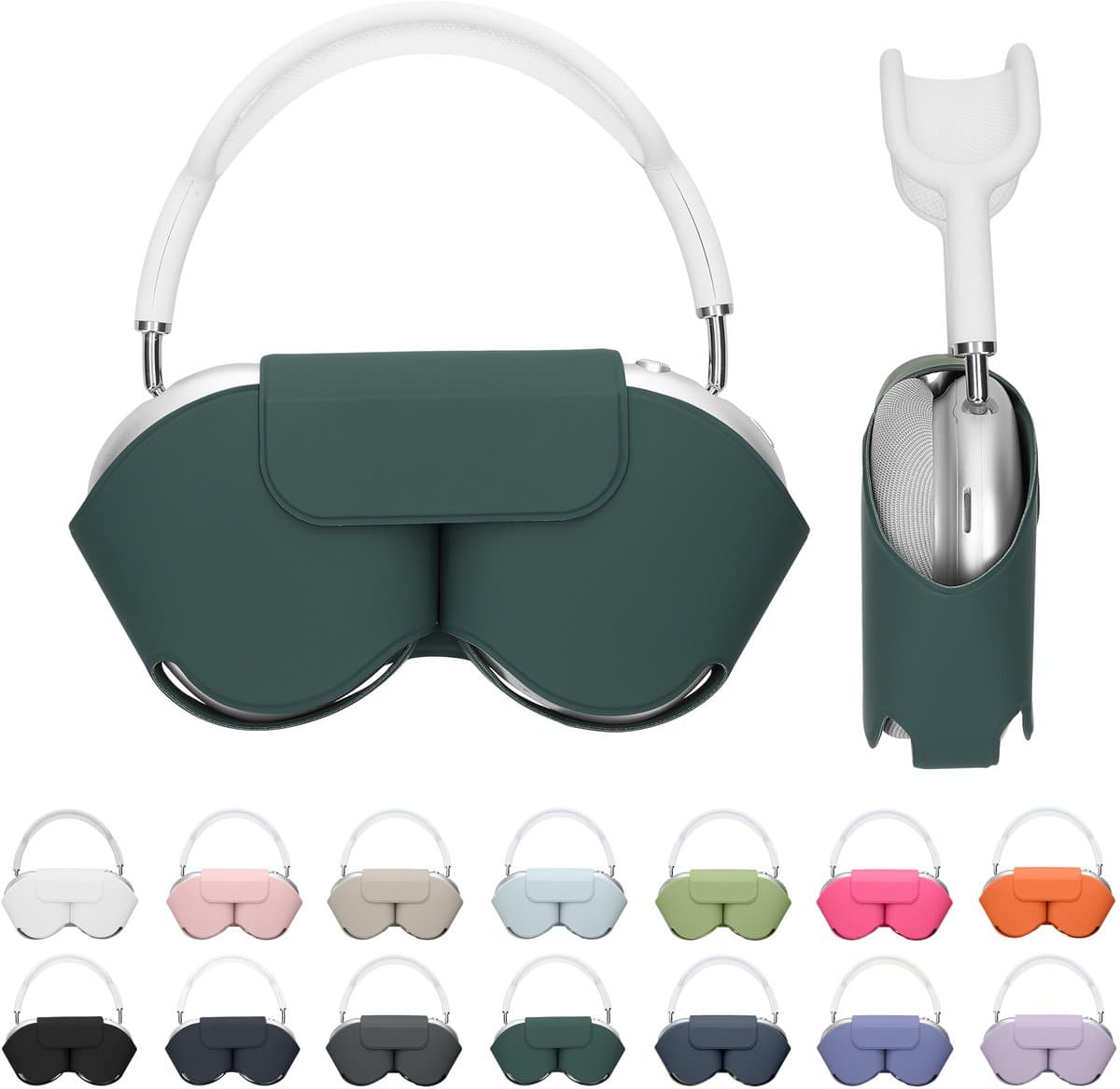 kwmobile cover voor over-ear koptelefoon - Compatibel met Apple AirPods Max / AirPods Max 2 - Van polyester - In groen — afbeelding 1
