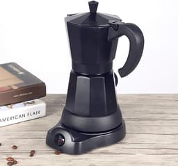 Elektrische Koffiezetter - Moka Pot - Snel Koffie Maken - Octagonale Vorm - 300 ml - Zwart — thumbnail 2