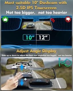 10-inch Full HD 1080P achteruitkijkspiegel dashcam – Dubbele camera's voor en achter – Breed dynamisch bereik nachtzicht – 170° groothoeklens – 10 meter kabel voor eenvoudige installatie — thumbnail 2
