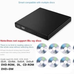 Externe DVD Drive - CD/DVD Speler - Films Kijken - Plug and Play - Compact Formaat - Zwart — thumbnail 2