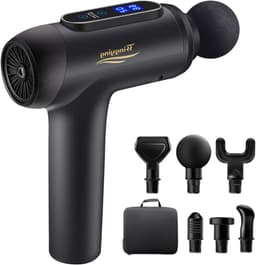 Massagepistool - Spierontspanning Apparaat - Herstel na sport - 20 snelheden 6 koppen - 6 uur batterij - Zwart Goud — thumbnail 1