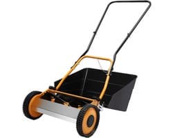 Handgrasmaaier - Duwmaaier - Gazon Onderhoud - Met Grasopvangbak - 16 Inch Maaibreedte - Oranje Zwart