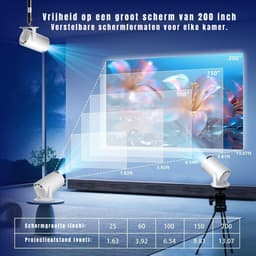YOR® Draagbare beamer - Beamer - Projector - Mini Beamer - Wit - 10cm x 10cm x 16cm; 560 g — thumbnail 2