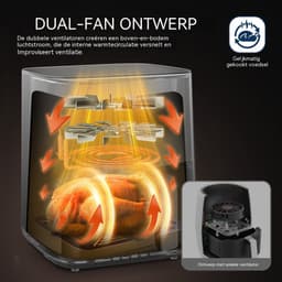 Airfryer 4,5L-Heteluchtfriteuse-Digitaal Display-Kijkvenster-Temperatuurregeling-1450W – Voor Keuken En Snacks – 32x26x30,5cm – Zilver/Zwart — thumbnail 3