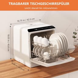 Compacte Vaatwasser - Mini Afwasmachine - Kleine Keukens - Ingebouwde Watertank - 42.5 cm Breed - Wit — thumbnail 5