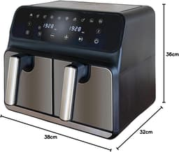 Heteluchtfriteuse Dubbele Mand - Airfryer Dubbele Zone - Gezond Frituren - Twee Aparte Zones - 8 Liter - Zwart — thumbnail 4
