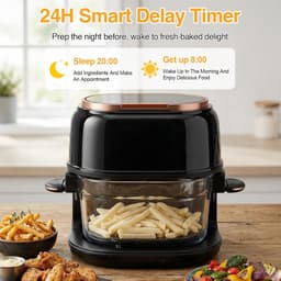 Airfryer - Heteluchtfriteuse - Gezond Frituren - Transparante Glazen Kom - 4 Liter - Zwart — thumbnail 5