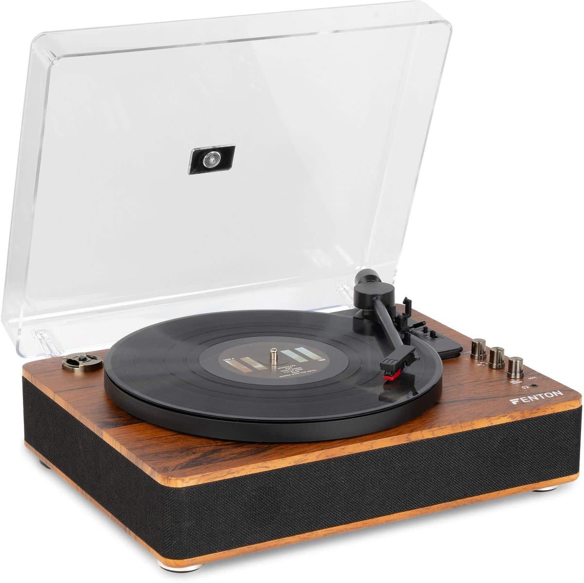 Platenspeler Bluetooth (in/uit) - Fenton RP162D - retro platenspeler met speakers (stereo) en mp3 speler - Donkerbruin — afbeelding 1