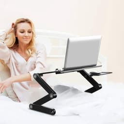 Verstelbare Laptopstandaard van Aluminium met Muismat, Vouwbare Notebookhouder voor Bed, Kantoor en Ontspanning — thumbnail 5