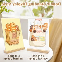 A4 Displaystand van Acrylic met Houten Basis, Verticaal of Schuin, Menuhouder voor Restaurant, Kantoor en Bruiloft — thumbnail 2