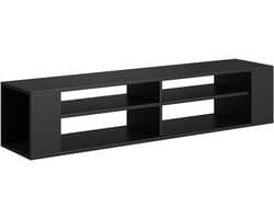 Tv-meubel Weri - Tv-kast hangend - Mediaopslag - Vier open vakken - 140 cm breed - Zwart