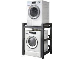 Wasmachine Droger Stapelrek - Opbergrek Boven Wasmachine - Ruimte Besparen - Verstelbare Hoogte - 400 kg Laadvermogen - Wit