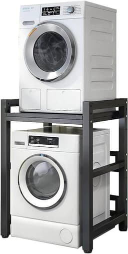Wasmachine Droger Stapelrek - Opbergrek Boven Wasmachine - Ruimte Besparen - Verstelbare Hoogte - 400 kg Laadvermogen - Wit — thumbnail 1