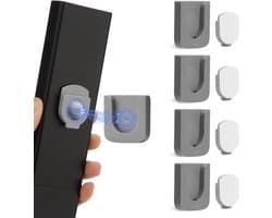 Magnetische Muurbeugel voor Afstandsbediening, Slimme Ontwerp voor Gemakkelijke Organisatie van Huishoudelijke, Kantoor- en Schoolbenodigdheden (4 Stuks, Grijs)