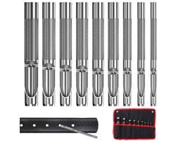 Set van 9 Leerponsen met Ronde Stalen Snijders voor Gaten in Leer, Canvas en Horlogebanden - 2.5 tot 10 mm